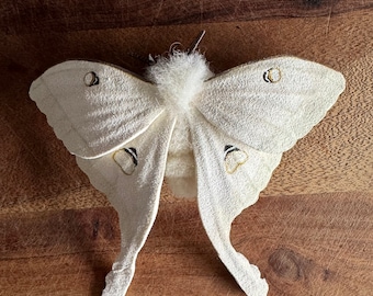 Giant Actias Luna moth, needle felted, moth figurine, decoration, handmade, posable, miniature plush.