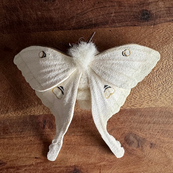 Giant Actias Luna needle felted figurine; handmade posable decoration.