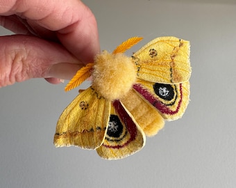 Needle felted IO MOTH figurine; handmade wool decoration.