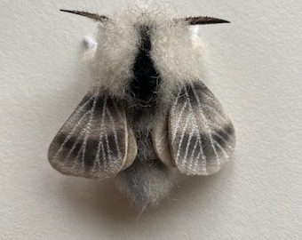 Tolype moth, needle felted, moth figurine, lil buddy,moth lovers, moth decoration, handmade, posable wings.