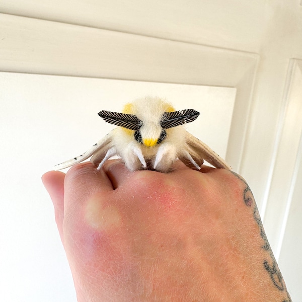 Needle Felted Picasso Moth: Posable Wool Figurine