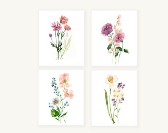 Watercolor Painting Flowers Etsy