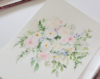 Original Custom Bouquet Watercolor Original Painting and preservation