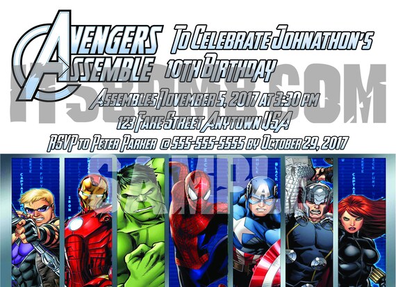 Custom Super Heros Avengers Invitation Fete Danniversaire Etsy Custom Super Heros Avengers Invitation Fete Danniversaire Etsy