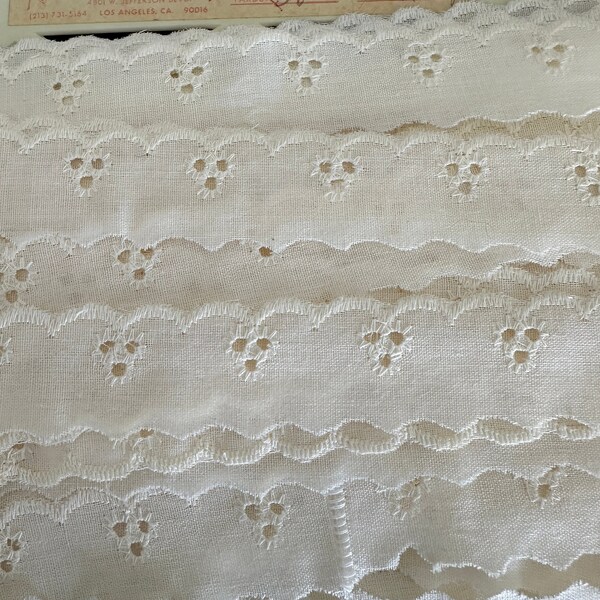 Eyelet Trim Cream  1" Wide BTY