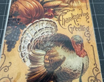 Vintage Thanksgiving Greeting Card "Thanksgiving Harvest" by R.A. Lang Sealed