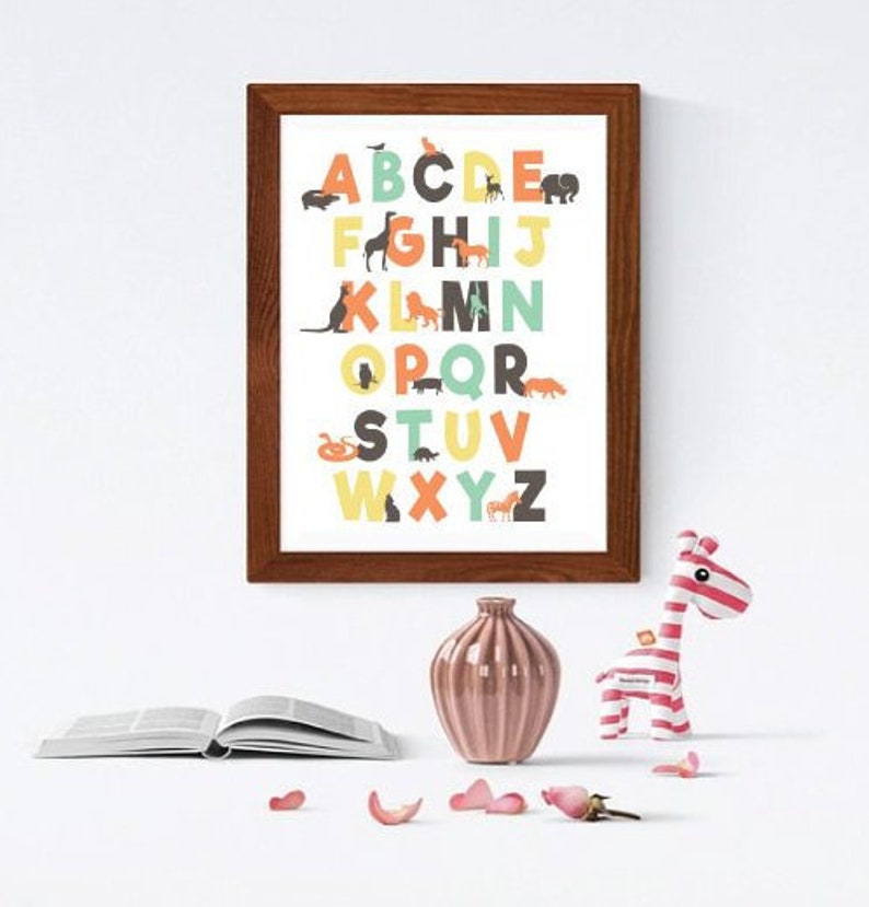 ABC Nursery Printable Alphabet Wall Art ABC Nursery Decor Etsy