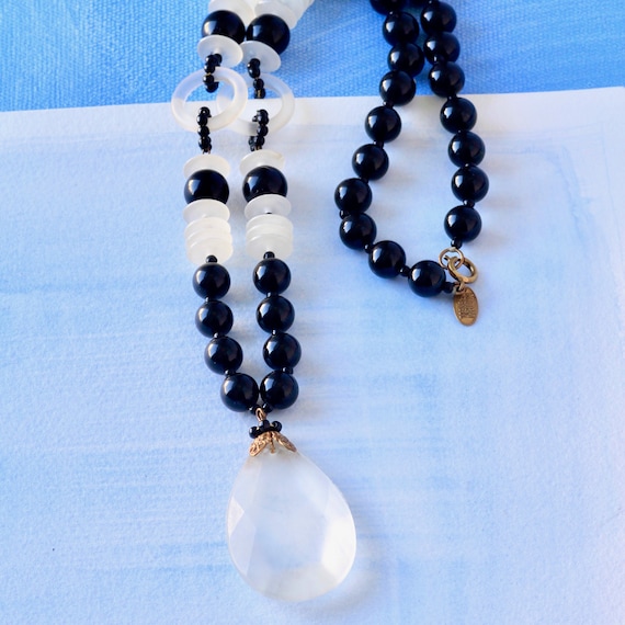 Miriam Haskell Signed Crystal Pendant Necklace