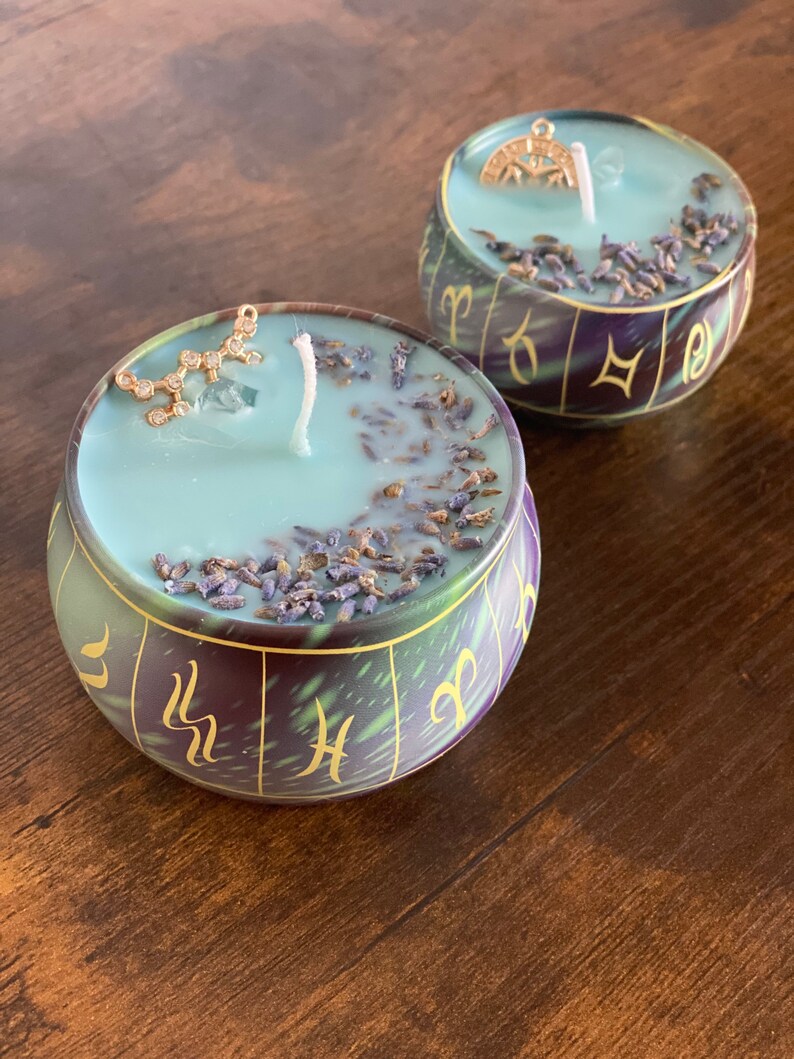 Lucky Charms Zodiac Candles Crystal Infused Candle Birth Etsy