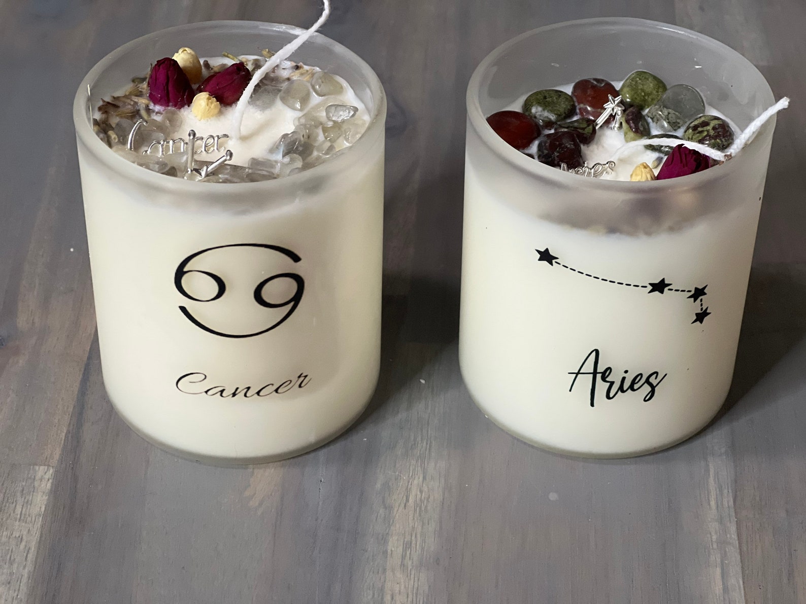 Zodiac Candles Crystal Infused Candle Birth Month Candles Etsy