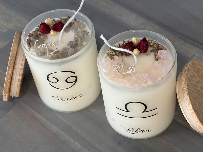Zodiac Candles Crystal Infused Candle Birth Month Candles Etsy