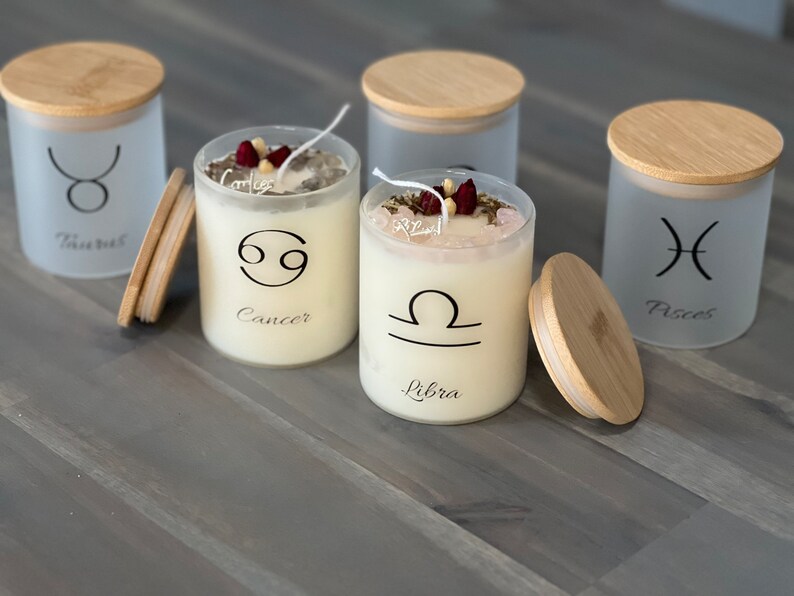 Zodiac Candles Crystal Infused Candle Birth Month Candles Etsy