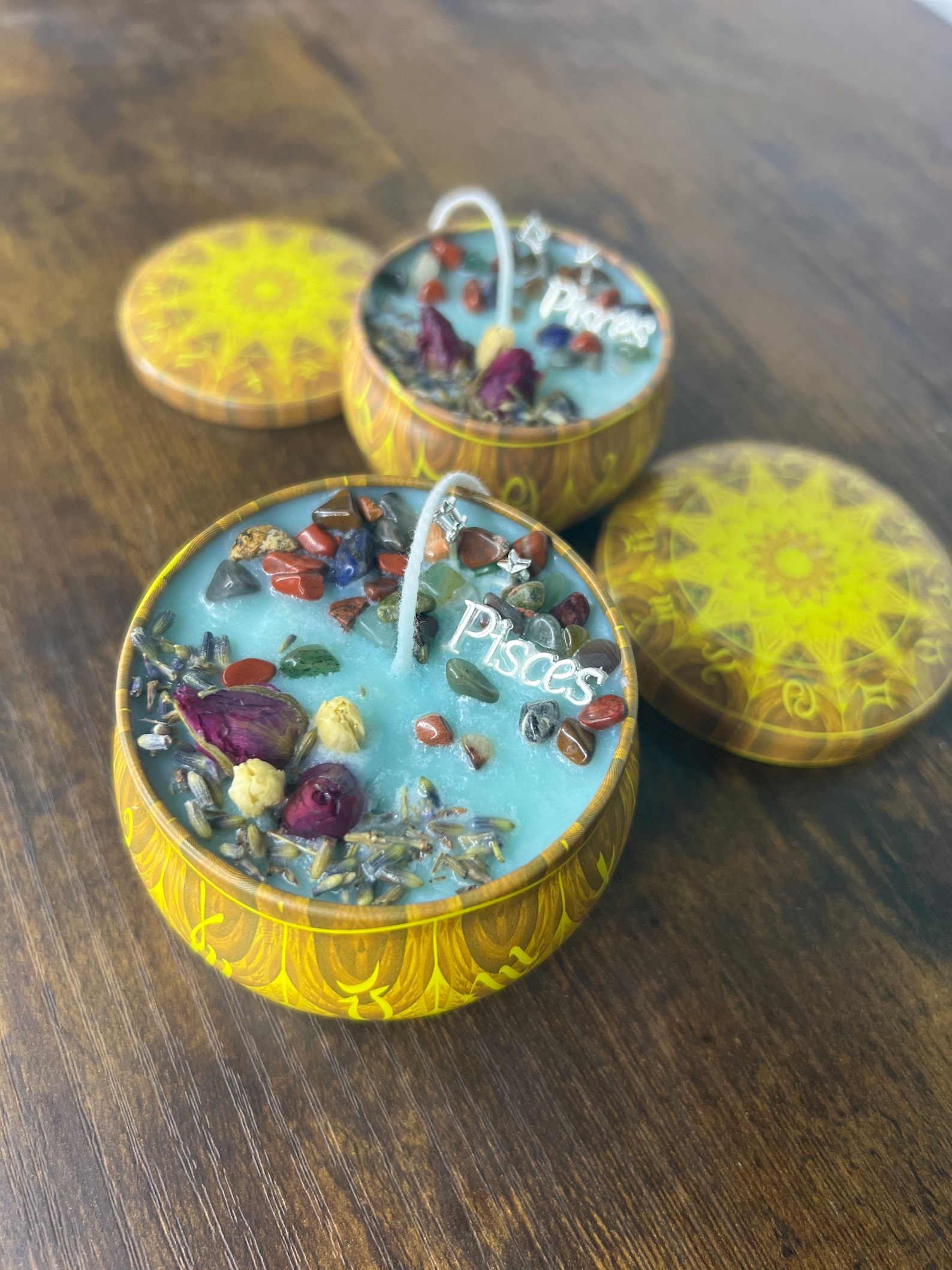 Lucky Charms Zodiac Candles Crystal Infused Candle Birth Etsy