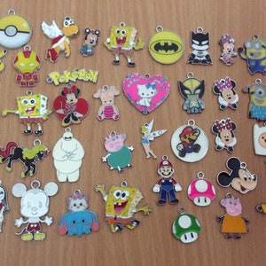 20 x Mixed metal enamel charms embellishments cartoon characters  NEW