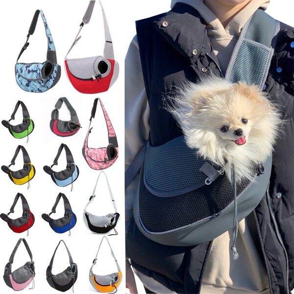 Pet Puppy Carrier S/L Outdoor Travel Dog Shoulder Bag Mesh Oxford Single Comfort Sling Handbag Tote Pouch