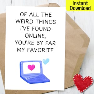 Verjaardag / Valentijnsdagkaart voor vriend vriendin, afdrukbare liefdeskaart voor man vrouw, online dating, digitale download