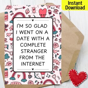 Carte d'anniversaire / Saint-Valentin pour petit ami, petite amie, carte d'amour imprimable pour mari et femme, rencontre en ligne, téléchargement numérique