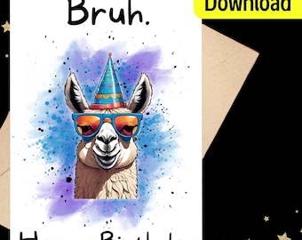 Tarjeta de felicitación imprimible con la jerga infantil "Bruh G.O.A.T." para niños y niñas, adolescentes a la moda, descarga instantánea - El mejor de todos los tiempos