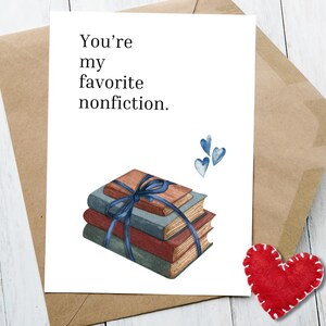 Book Lover Valentine&#39;s Day Card for Boyfriend Girlfriend, Printable Love Anniversary Card for Husband Wife, Instant, Digital Download