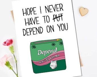 Funny Hope I Never have to Depend On You Mothers Day Card - Card for Mother - Mothers Day Gift - Gift for Mom