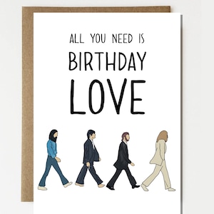 The Beatles Inspired Happy Birthday Card - Beatles Card - Birthday Card - Cute Card - Funny Card - Birthday Gift