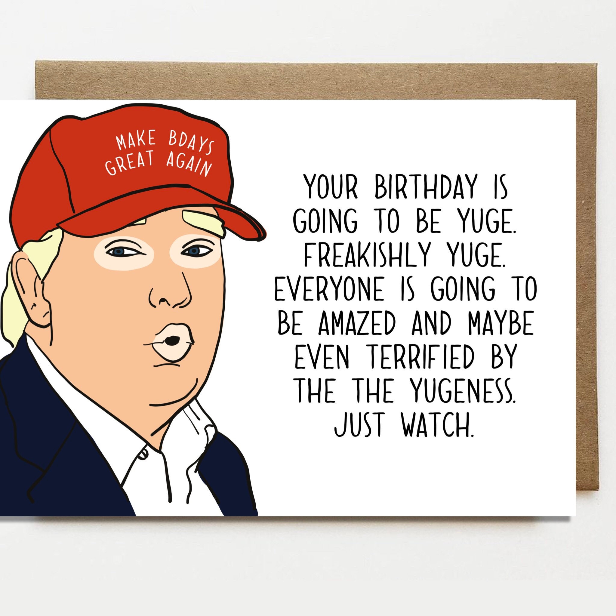 Donald Trump Yuge Happy Birthday Card Parody Funny card | Etsy