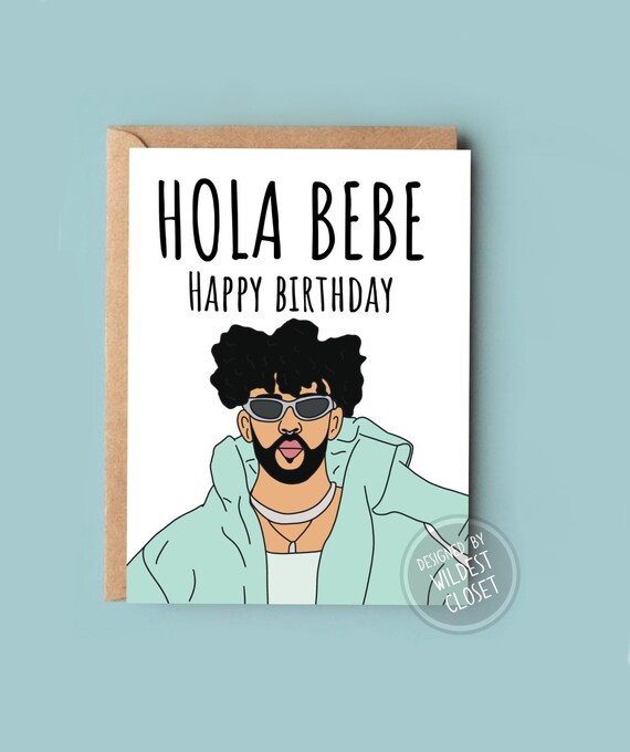 Funny and Cute Party Bad Bunny Happy Birthday Card Birthday Etsy