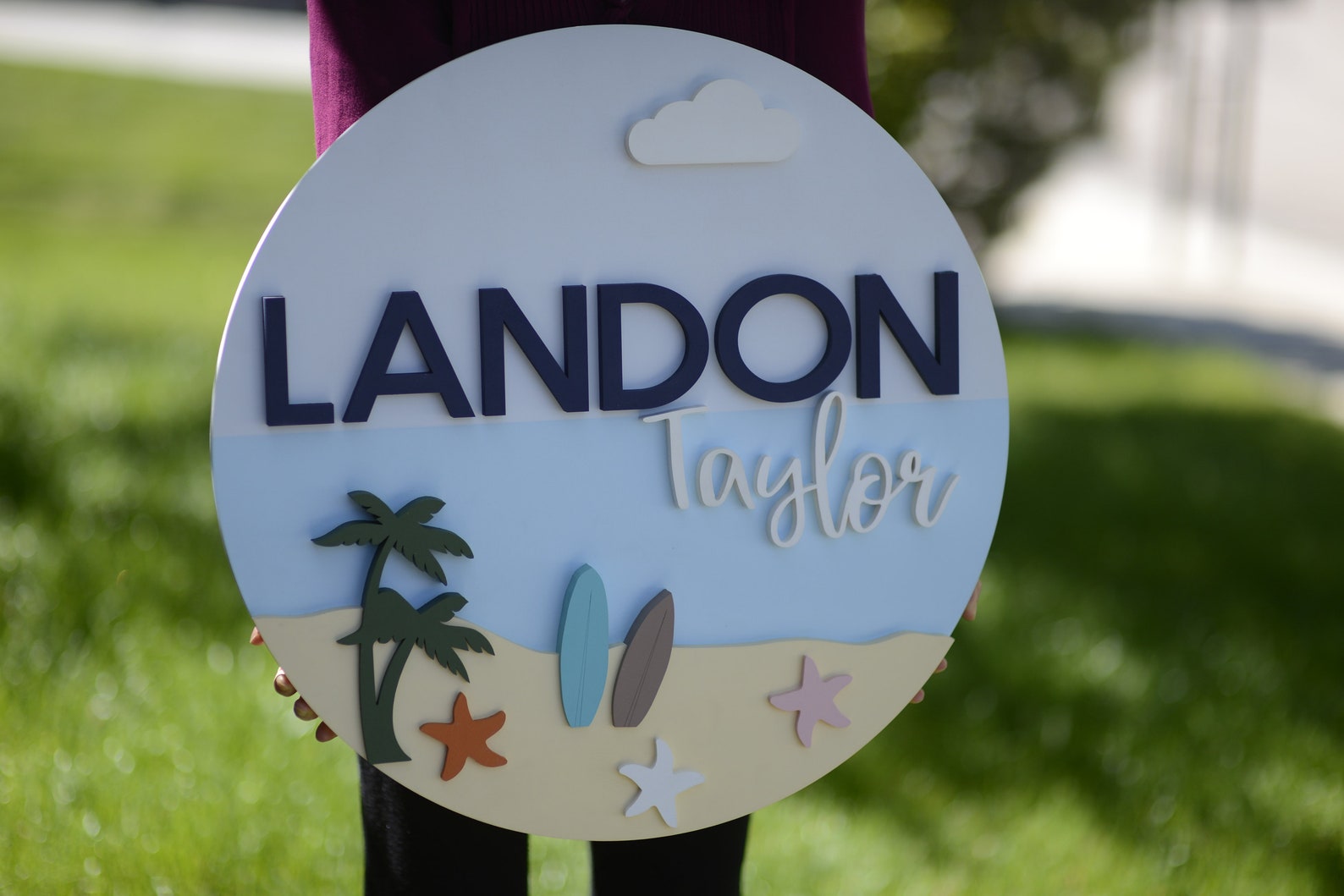 Beach Themed Name Sign for Nursery Wall Decor Palm Trees Surf Etsy