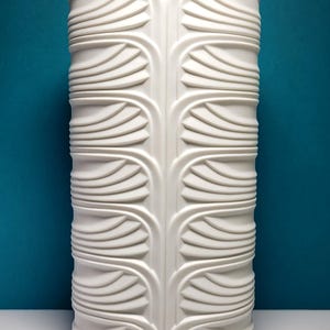 Rosenthal of Germany Studio-Line #3555 Ovoid Matte White Porcelain Bisque Vase with MCM Relief Design, 8&quot;H