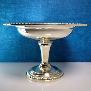 Gorham Sterling Silver #1008 Short Compote Candy Dish with Gadroon Border, Weighted, Signed, Tested, 4&quot;H