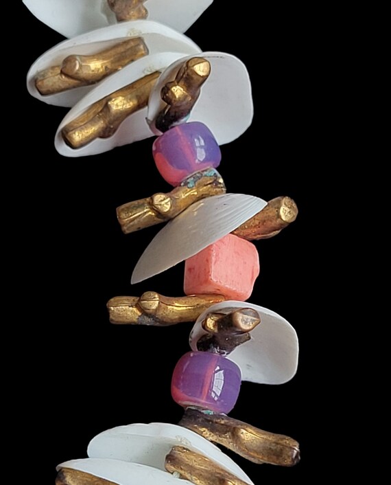 Miriam Haskell White Clam Candy Cane Shell Gold C… - image 5