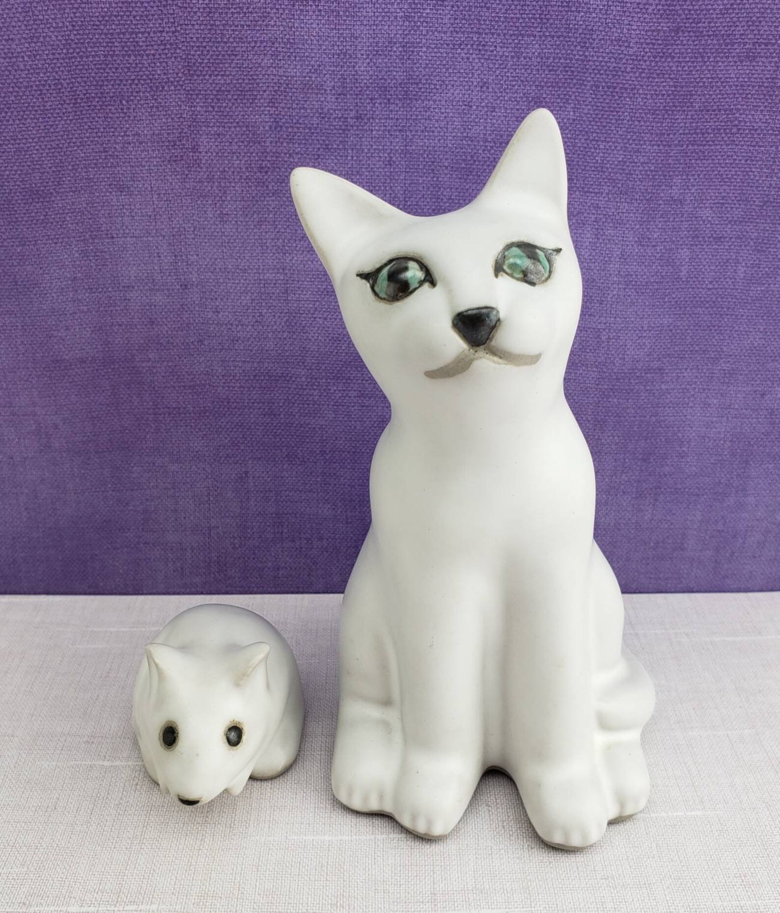Edgecomb Pod Rabbit POD of Edgecomb Maine Pair of Studio Art Pottery White Cat | Etsy