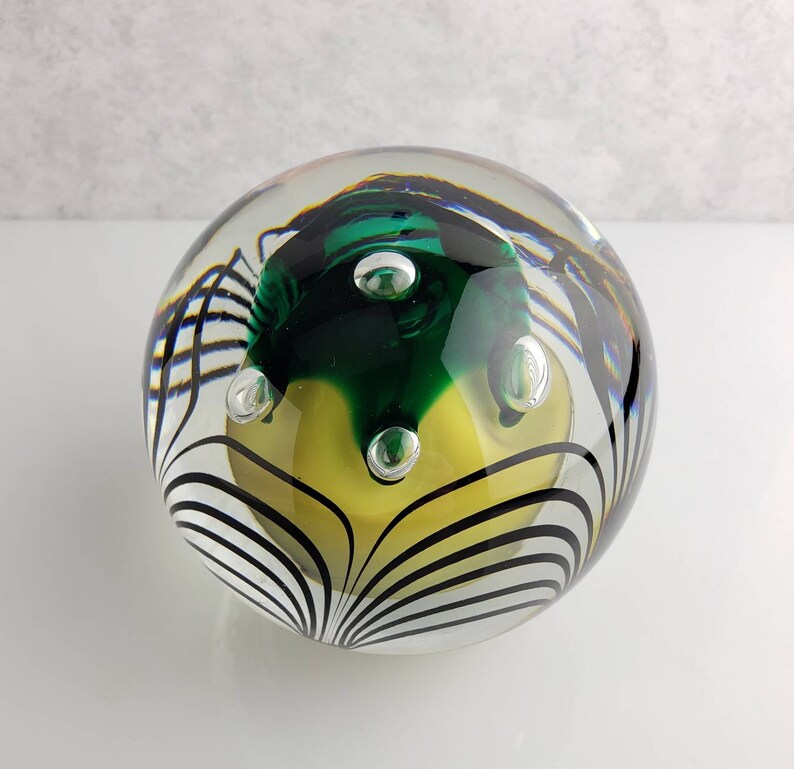 Adam Jablonski of Poland Round Crystal Paperweight Green Over Etsy