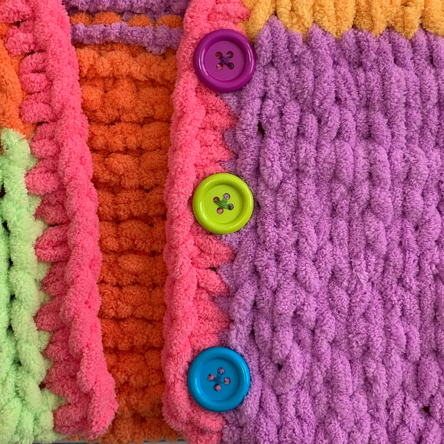 Handknit Hot Pink, Orange, Yellow, Lime Green, Blue, and