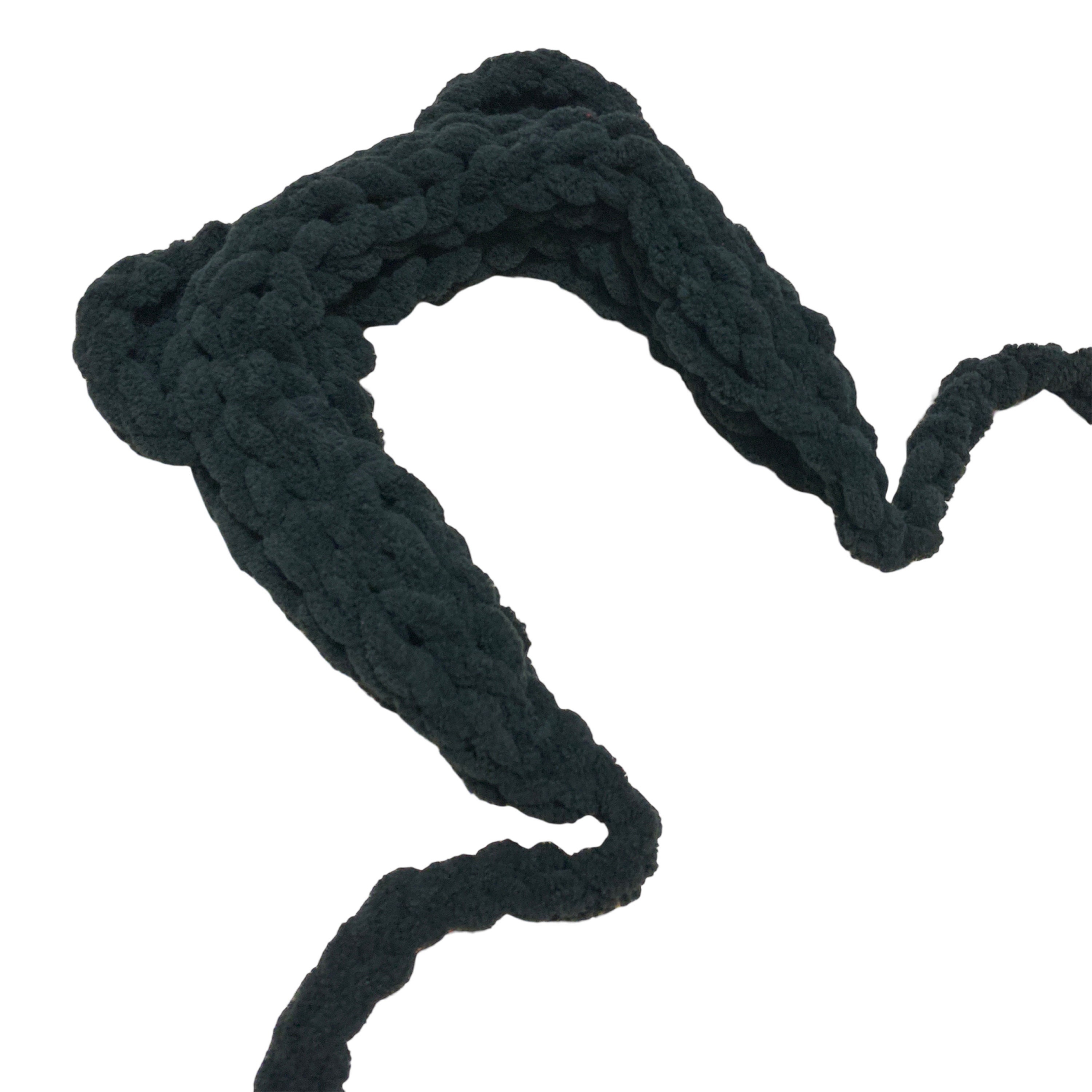 Handknit Black Bear Chunky Chenille Knit Earmuffs Ear Warmer 