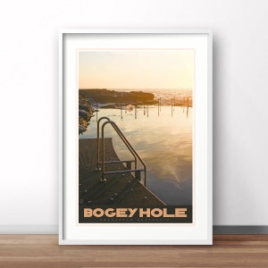 Newcastle NSW Travel Poster, Bogey Hole, Australische retro print, vintage Australische reisposter
