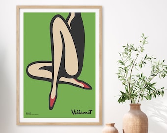 Bally girl advertising poster, Villemot , France retro print