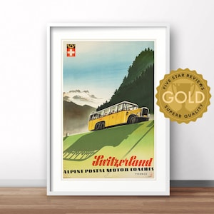 Switzerland Travel Poster, Swiss retro print, Swiss vintage poster