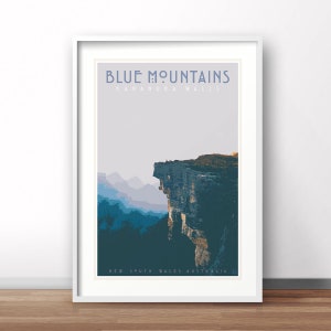Blue Mountains, Sydney vintage poster, Australian retro print, vintage Australia travel poster