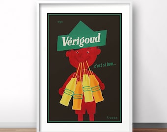 French poster, Verigoud retro print, vintage French advertising