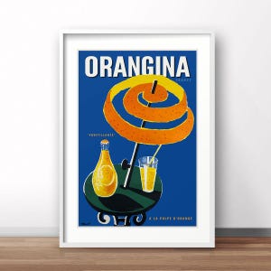 Orangina French retro vintage poster, France advertising print, French beverage poster,