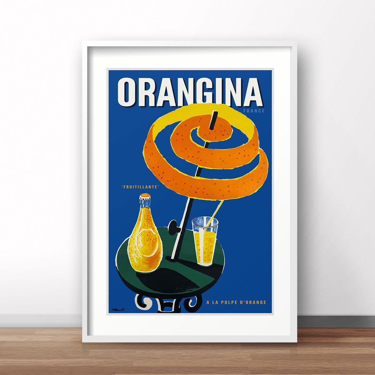Vintage Orangina Poster, French Beverage Print, Retro Kitchen Wall