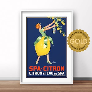 Spa Citron Belgium vintage poster, retro advertising poster, vintage beverage print