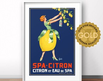 Spa Citron Belgium Vintage Poster, Retro Beverage Advertising