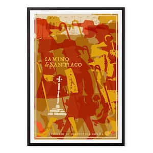 Camino de Santiago Poster – Retro Spain Pilgrimage Route Art