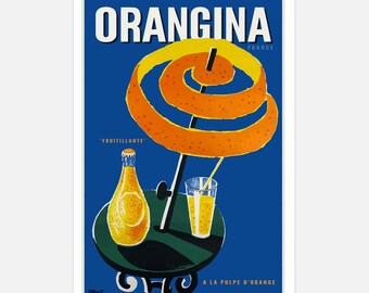 Vintage Orangina Poster, French Beverage Print, Retro Kitchen Wall