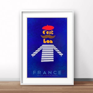 Cest Bon vintage poster, vintage France travel print, French retro poster
