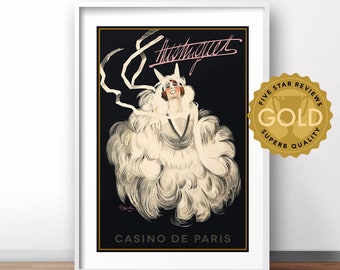 Paris France Vintage Travel Poster, French Art Deco Print