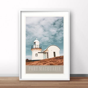 Port Maquarie NSW Australia, retro vintage print poster Australian travel poster,