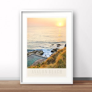 Poster vintage di Avalon Beach Pool Sydney, stampa retrò australiana, poster di viaggio vintage dell&#39;Australia